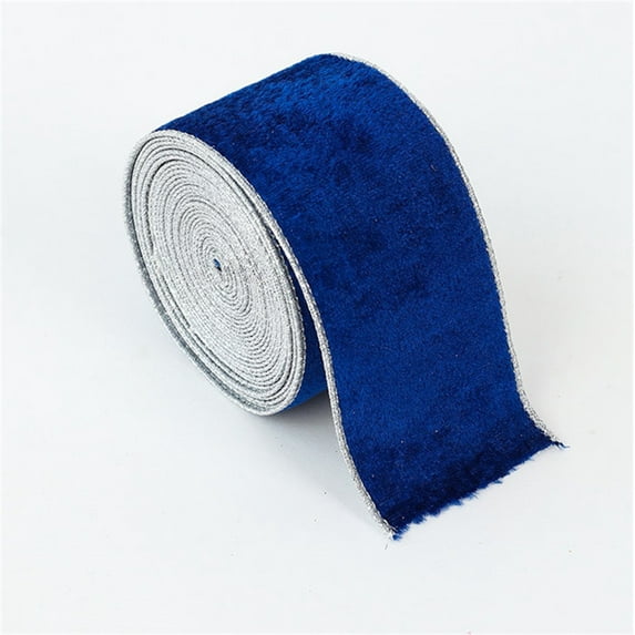 tzyudk Velvet Wired Ribbon.5 Inch Khaki Gold Crushed Velvet Christmas Ribbon For Gift Wrapping Christmas Tree Decoration Crafts Wreaths Supplies-Conti Affordable Useful Blue Flock