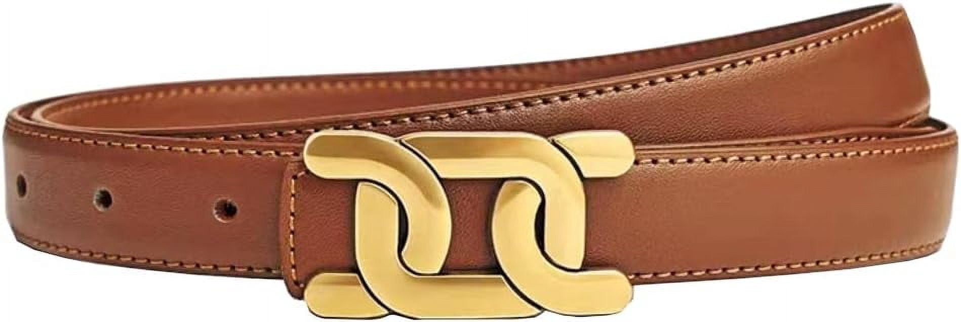 Designer Brown and Gold Women\'s Belt Black Belt Gold Buckle Womens Leather Waist Belt: Stylish  main image 3
