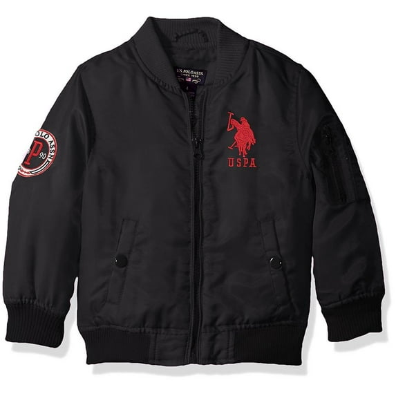 U.S. Polo Assn. Girls 4-6X Flight Jacket (Black 6X)