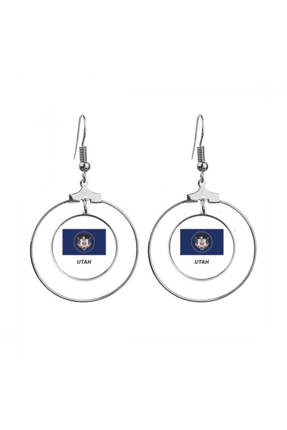 u.s. state flag contour utah earrings dangle hoop jewelry drop circle