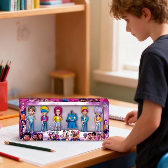 𝑲-𝑷𝒐𝒑 𝑫-𝑫𝒆𝒎𝒐𝒏 𝑯-𝑯𝒖𝒏𝒕𝒆𝒓𝒔 6 PCS Exquisite Stars Action Figures Anime Peripheral Statue, Attractive Pop Singer Figures