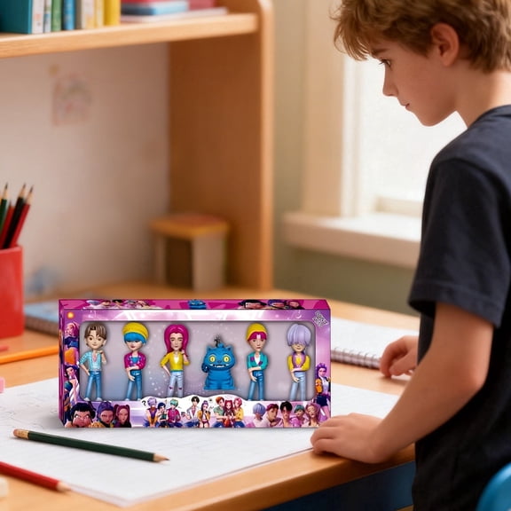 𝑲-𝑷𝒐𝒑 𝑫-𝑫𝒆𝒎𝒐𝒏 𝑯-𝑯𝒖𝒏𝒕𝒆𝒓𝒔 6 PCS Exquisite Stars Action Figures Anime Peripheral Statue, Attractive Pop Singer Figures