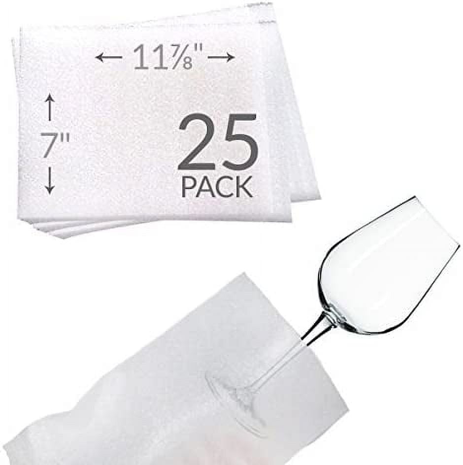 uBoxes 7"x117/8" Foam Pouches for Glasses (25 Pack) Protect Dishes