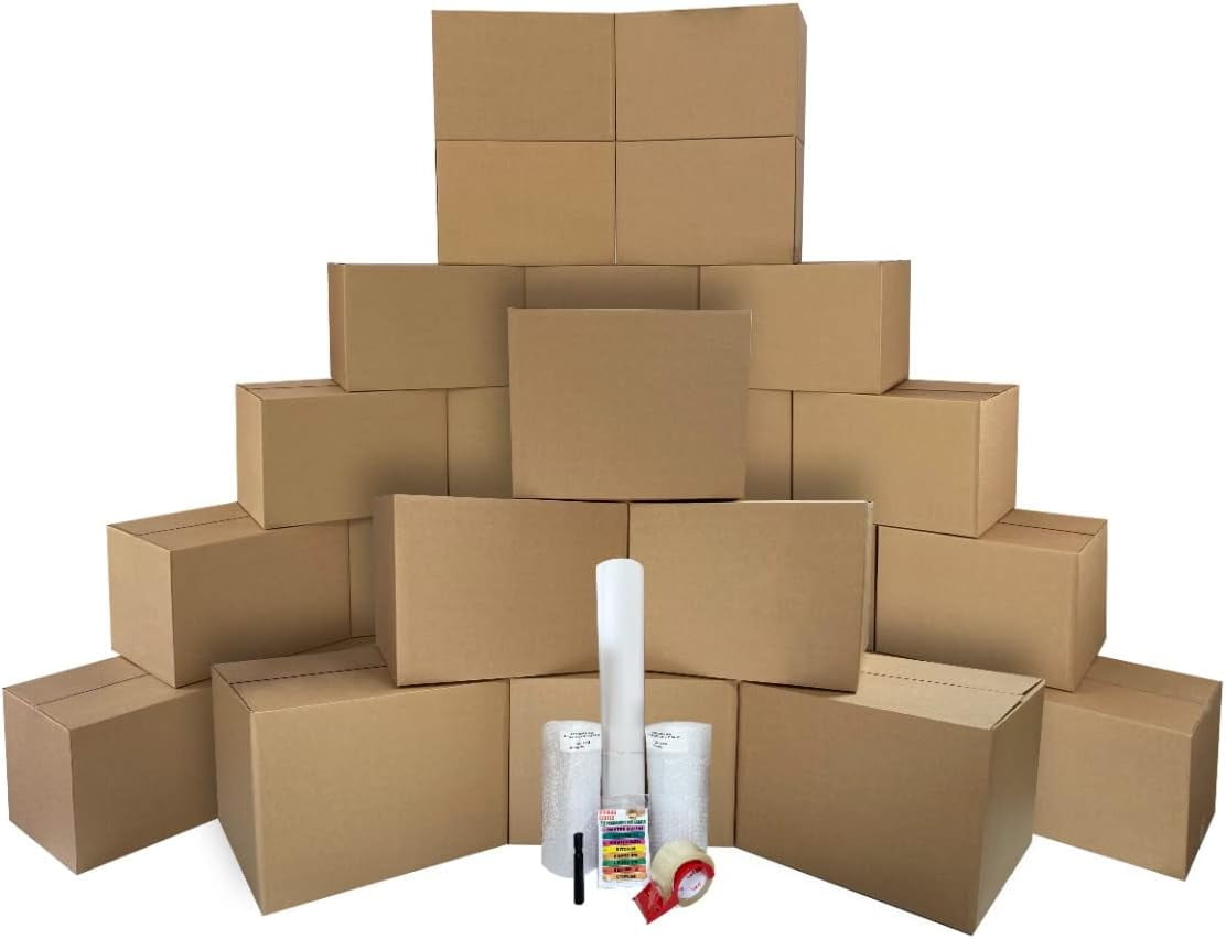 uBoxes Moving Boxes 2 Room Bigger Smart Moving Kit 28 Boxes ,Tape