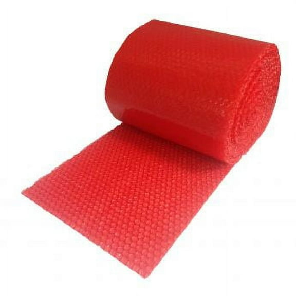 uBoxes Red Colored Bubble Roll, 120 ft x 12 in, 3/16 in Small Bubble