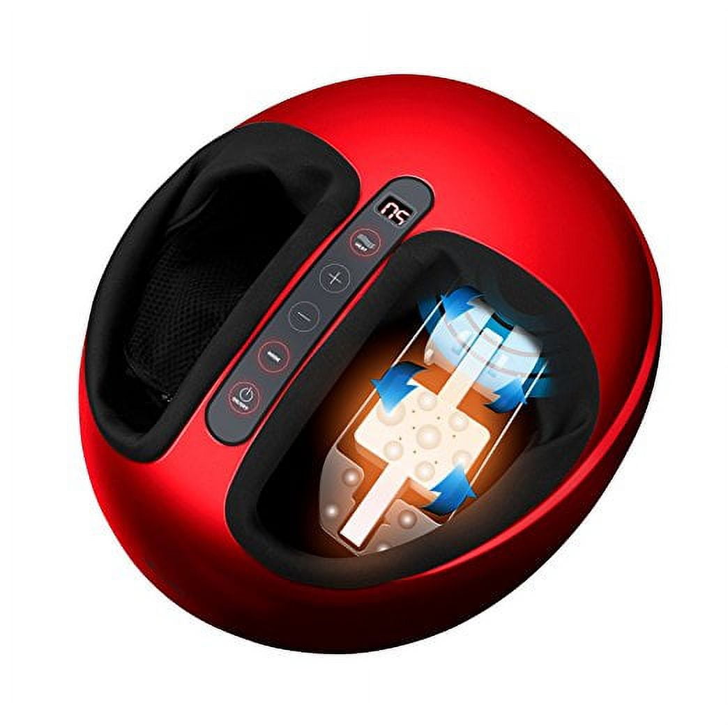 uComfy Shiatsu Foot Massager with Deep Kneading, Heat Features, Air Compression and Multi Level Massage Settings, Red, As Seen on TV