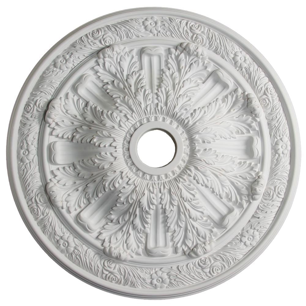 White 33-Inch Floral Acanthus Ceiling Medallion