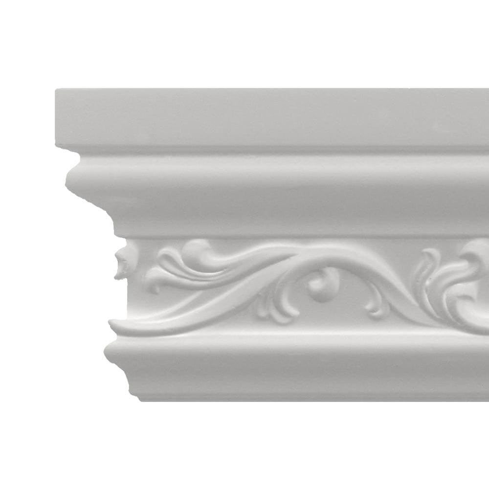 White Polyurethane Scrollwork Flat Molding, 96-inch Length