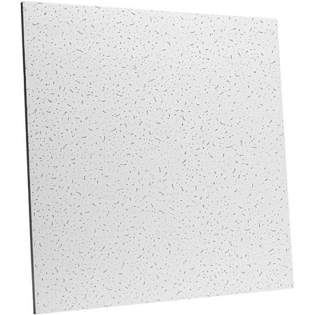 uDecor Iconic Petra 2x2 Mineral Fiber Ceiling Tile - Box of 10, White, Square Edge, Lay-In, Modern, Class A Fire Rated, Sound Absorption, Humidity & Sag Resistant