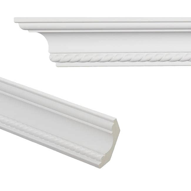 White Polyurethane Rope Crown Molding, 96-inch Length