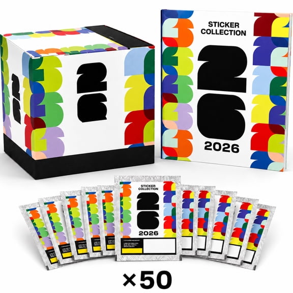 uGJHIO 2026 Soccer Cup 50 Sticker Packs and Sticker Album Random Insert Collector Set National Teams Star Players Foil Stickers,Tournament Collection Sticker Collection Father's Day Gift