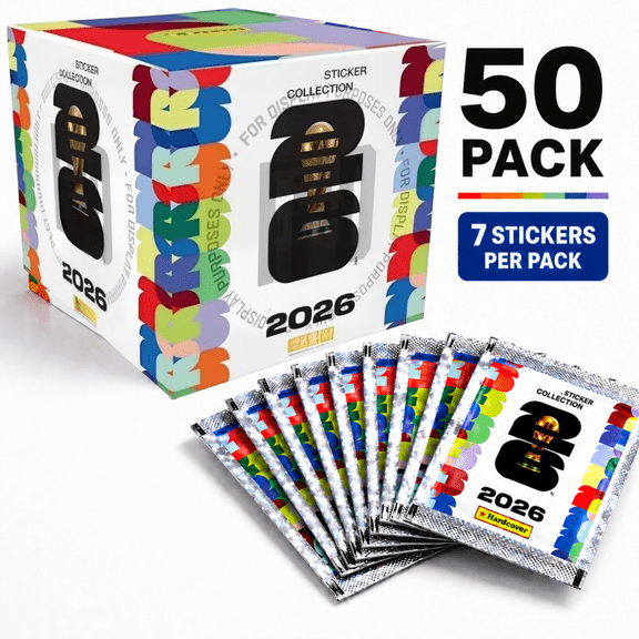 uGJHIO 2026 Soccer Sticker Collection Box, 50 Packs (350 Stickers) Trading Stickers Soccer Fan Gifts & Collectibles Sports Cup Sticker