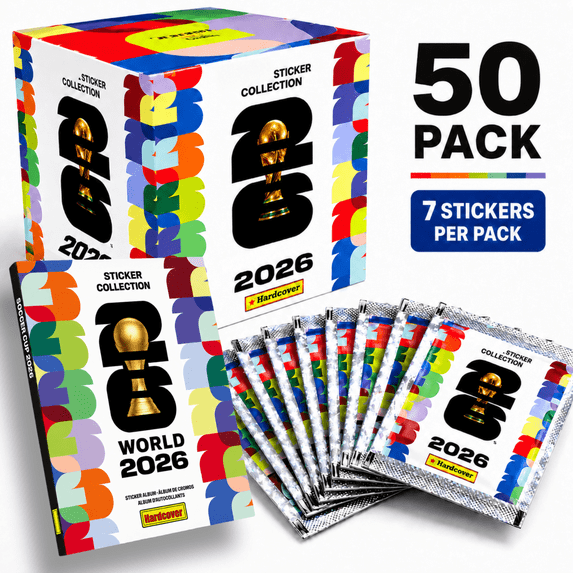 uGJHIO Soccer Cup Trading Stickers - 50-Pack Box (350 Stickers) 2026 Sticker Collection Box, 50 Sticker Packs Trading Stickers Complete Your Album Sticker Book