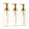 thumbnail image 1 of uMadeUs Shampoo and Conditioner Dispenser - Essentials Toiletry Bottles - Shower Refillable Shampoo and Body Wash Soap Pump Bottle – 3x 27oz Containers - Clean All Gold 1 Square, 1 of 9