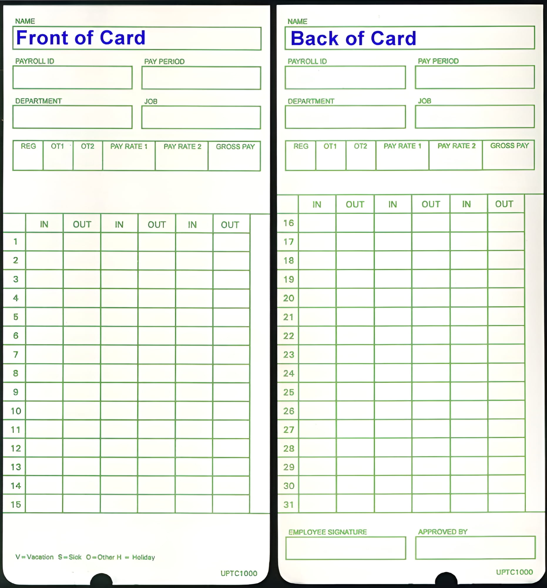 COMPUMATIC uPunch 300 uPTC1000-1 Compatible Time Cards for uPunch HN3000 Self-Aligning Time Clock