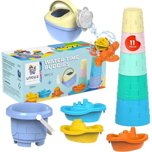 uToyz Water Time Buddies Toddler Water Toy Set 11 Pieces Bath Toys