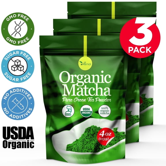 uVernal Organic Matcha Green Tea Powder 4 oz 3 pack, 100% Pure and Easy to Mix, for Culinary & Drinks