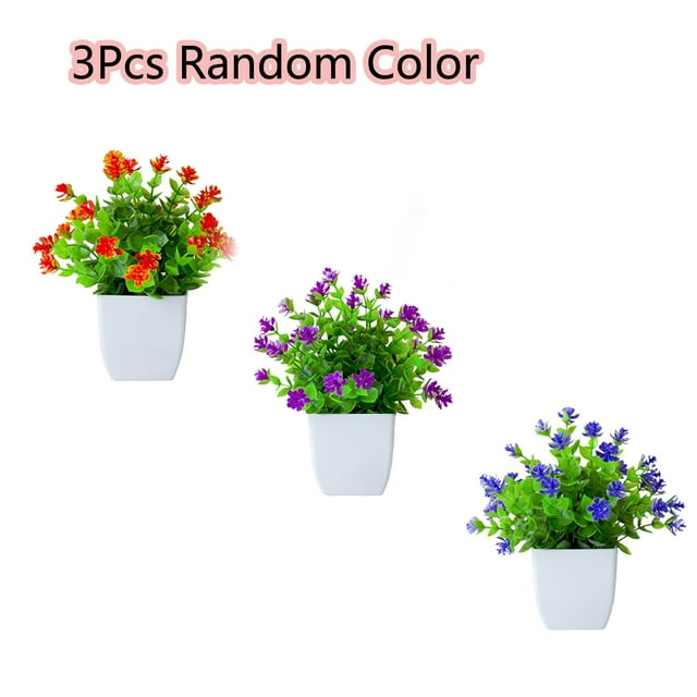 uawhw 3Pcs Random Color Simulated Bonsai Realistic Fake Potted Plant