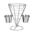 uawhw French Fries Holder,Basket with Sauce Dipper Fry Stand for Snacks Appetizers Stainless