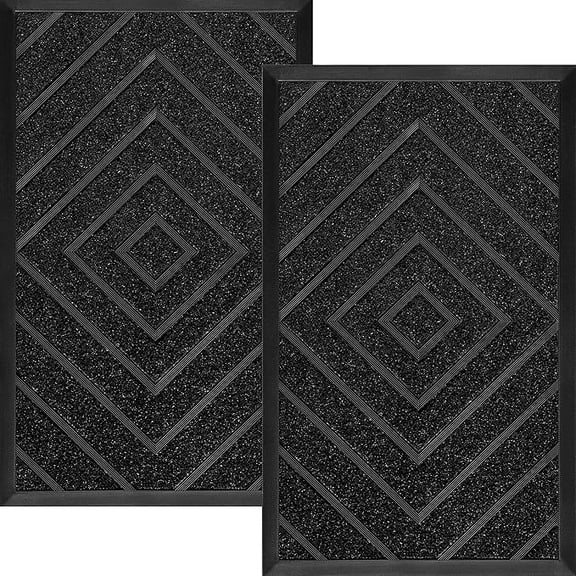 ubdyo Extra Durable Door Mat - 2 Pack - Rubber Backing Welcome Mat - s for Entryway - Front Door Mat Entrance - Doormat - 30'' x 18'' - Black