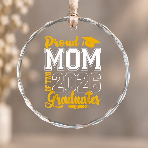 ud Mom Of Two Graduates Class Of 26 Senior Theme Ornament, Seasonal Decor, Circle Glass Ornament
