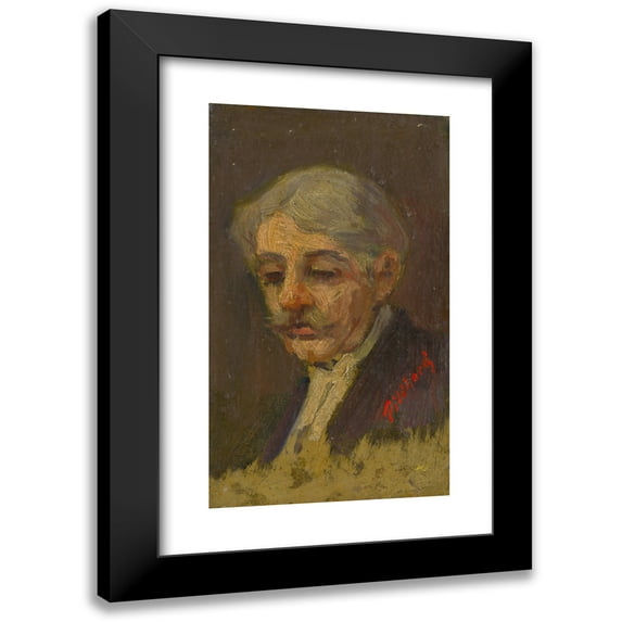 Ľudovít Pitthordt 10x14 Black Modern Framed Museum Art Print Titled - Portrait of an Old Man with Half-Closed Eyes (1930)