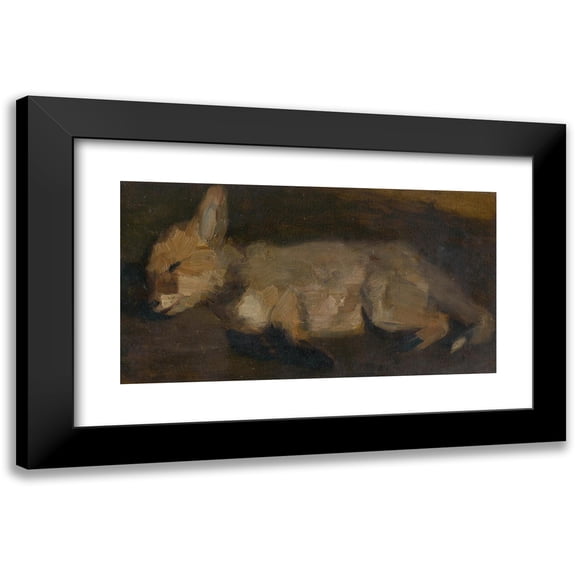 Ľudovít Pitthordt 14x10 Black Modern Framed Museum Art Print Titled - Dead Fox (1910)