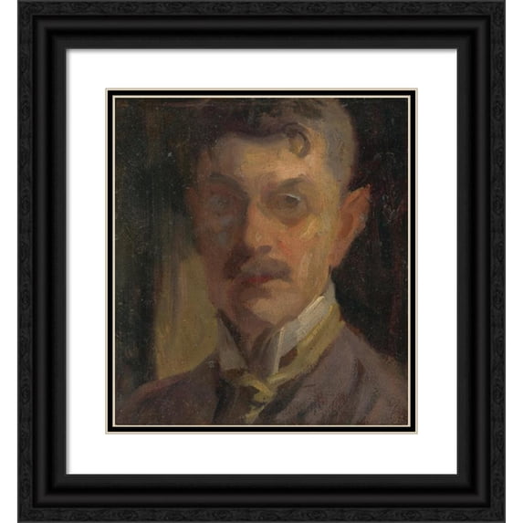 Ľudovít Pitthordt 20x22 Black Ornate Framed Double Matted Museum Art Print Titled: Self-Portrait (1915-1925)