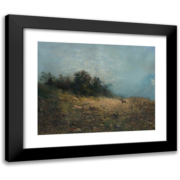 Ľudovít Pitthordt 24x20 Black Modern Framed Museum Art Print Titled - In a Glade (1885-1900)