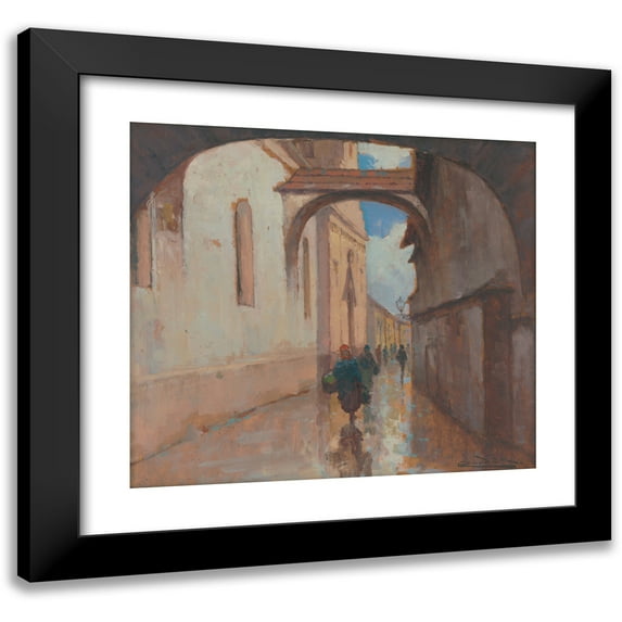 Ľudovít Čordák 13x12 Black Modern Framed Museum Art Print Titled - Hrciarska Street in Kosice (1910-1915)
