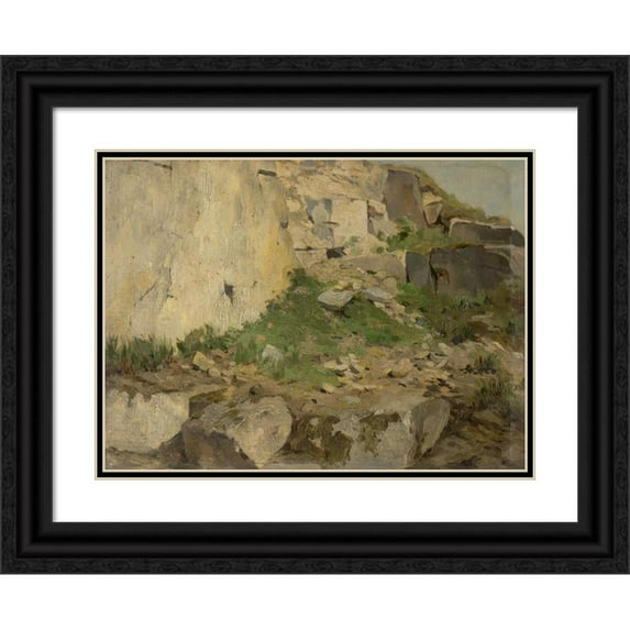 Ľudovít Čordák 14x11 Black Ornate Wood Framed Double Matted Museum Art Print Titled: Study of Rocks (1900-1930)