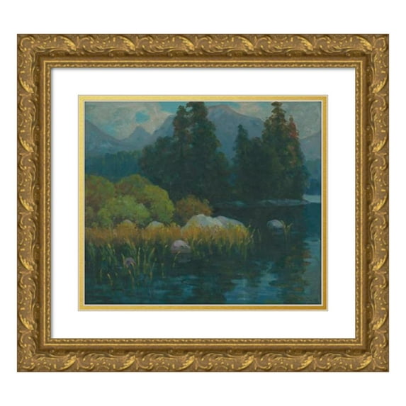 Ľudovít Čordák 17x15 Gold Ornate Wood Frame and Double Matted Museum Art Print Titled - Landscape (1925-1930)