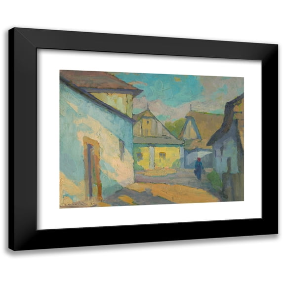 Ľudovít Čordák 18x15 Black Modern Framed Museum Art Print Titled - Motif from an East Slovak Village (1925)