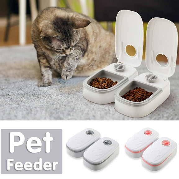 ufehgfjh 2-Meal Programmable Pet Feeder With 48-Hour Timer Automatic Dry And Semi-Wet Food Dispenser Portion Control For Cats And Small Dogs Reliable Timed Feeding Solution