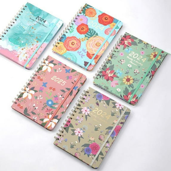 ufehgfjh 2024 Personalized Weekly And Monthly Planner Flower Schedule English Diary Clearance Items