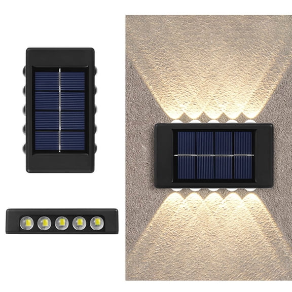 ufehgfjh 2pcs Solar Wall Up And Down Glow Lamp 10-LED Weatherproof Outdoor Sconce With Convex Lens Motion Sensor Dual Direction Up/Down Light For Porch Pathway Garden Security Lighting solar lights