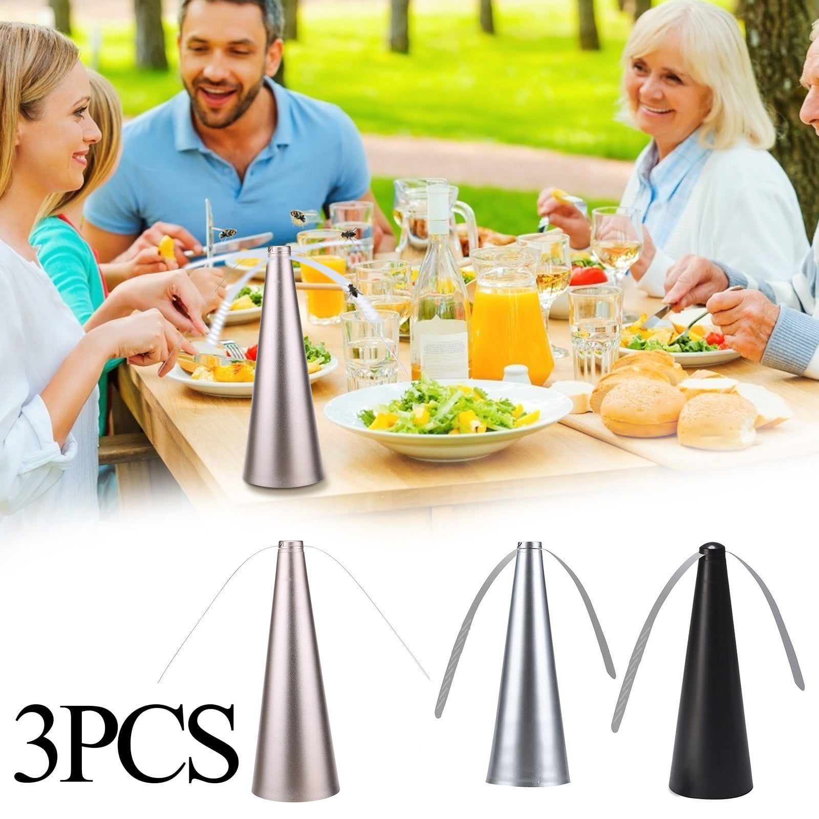 ufehgfjh 3-Pack Dual-Blade Multi-Function Fly Catcher Fan Super Quiet Battery-Operated Indoor Insect Trap Auto Fan Design Portable Silent Operation Home Pest Control Fly Trap