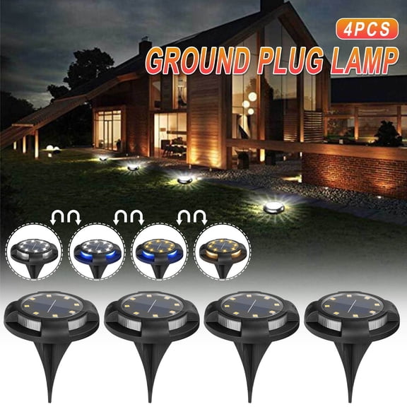 ufehgfjh 4-Pack LED Solar Buried Garden Lights Underground In-Ground Pathway Lamps Waterproof Outdoor Lawn Spotlights With Long-Lasting Rechargeable Cells For Patio Yard solar pathway lights