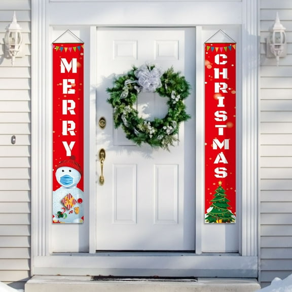 ufehgfjh 50% Off Clear Christmas Decoration Curtain Decoration Couplets Hanging Flags