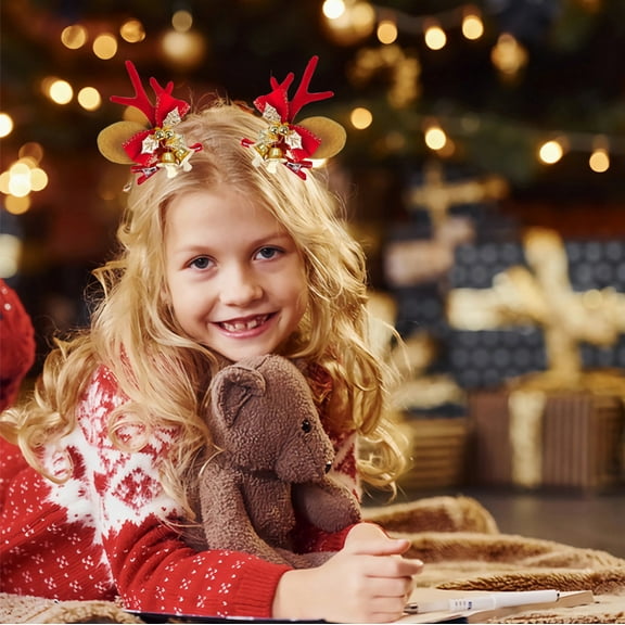 ufehgfjh 50% Off Clear Christmas Deer Antlers Hair Clip Children's Christmas Gift Deer Ears Ducks Billed Clip Bow Hair Clip Headpiece