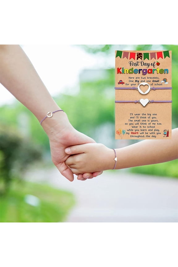 ,2PCS Bracelet Gift Bracelet Plus Card,Gifts Daughter Bracelet Set for 2 First Day of School Bracelet Mommy and Me Brac