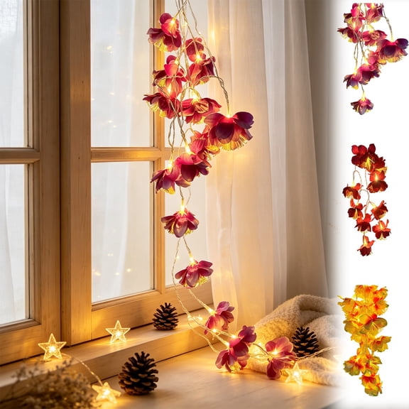 ufehgfjh Artificial Flowers Outdoor Artificial Flowers Fiber Yellow Tuberose Flower Light 1.5m 10 LED Battery Operated Hanging Wicker Basket Lamp Constant Light Decor