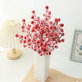 thumbnail image 1 of ufehgfjh Christmas Decor Christmas Simulation Snow Frost Red Berry Branch Christmas Tree Wreath Decoration Foam Red Fruit Branch Christmas Fake Flower One Branch 12 Fruit A Pack Of 10 New Arrivals, 1 of 8