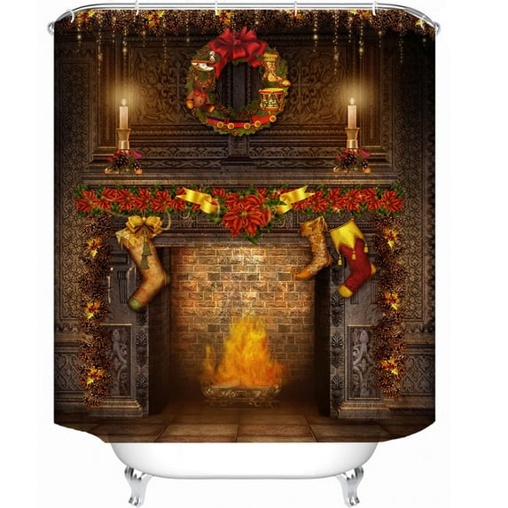 ufehgfjh Christmas Themed Shower Curtain - 90x180cm Festive Holiday Bathroom Decor with Vibrant Print (Polyester Fabric, Hookless Design)