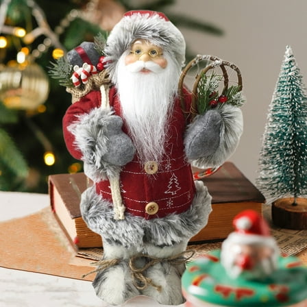 ufehgfjh Festival Gift Christmas 12 Inch Santa Claus Doll Standing Santa Claus Doll Window Decoration Supplies Gift