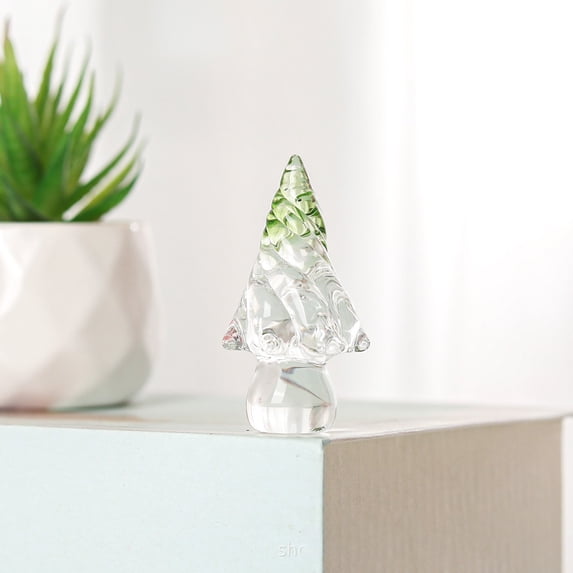 ufehgfjh Festival Gift Crystal Christmas Tree Figurine Glass Xmas Tree Statue Desktop Christmas Tree Ornaments Festival Party Table Decorations Clear