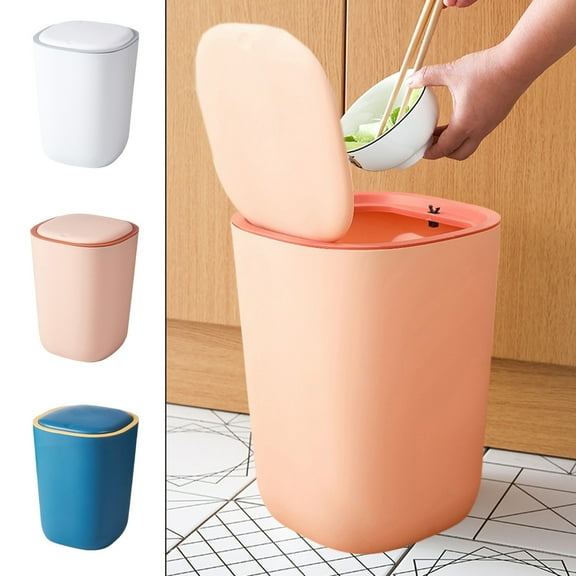 ufehgfjh Garbage Can Silent Opening And Closing Lid Trash Can Bathroom Bedroom Office Dormitory Small Space Living Trash Recycling Bin