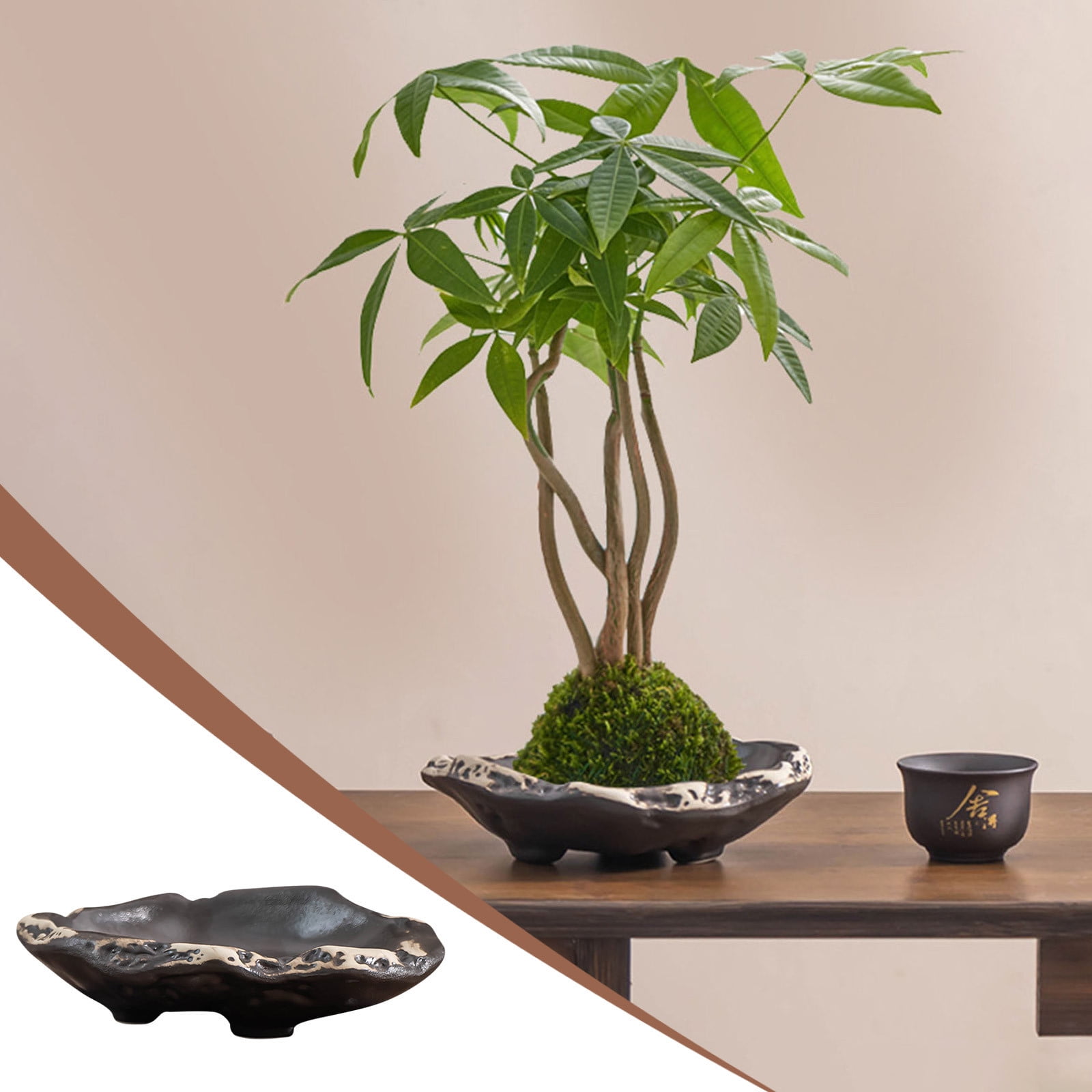 ufehgfjh Gifts Glazed High-Foot Water Culture Flower Pot Ceramic Indoor Hydroponic Planter Large Mouth Decorative Desktop Plant Pot For Home Office Gardening