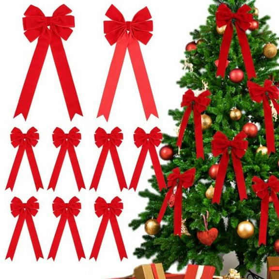ufehgfjh My Order Velvet Bows for Christmas Tree Decorations Wreath Garland Velvet Bows with Twists Ties
