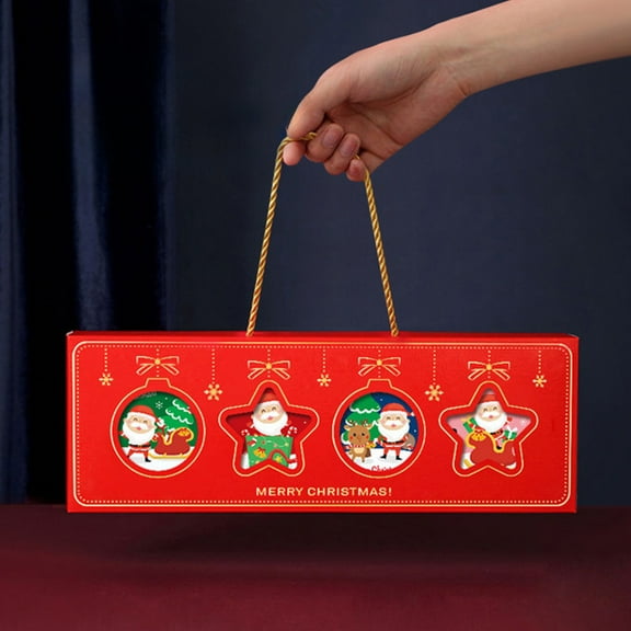 ufehgfjh Online Shopping Handheld Hollow Personalized Christmas Carton 4 Pack Food Gift Packaging Box Empty Boxes